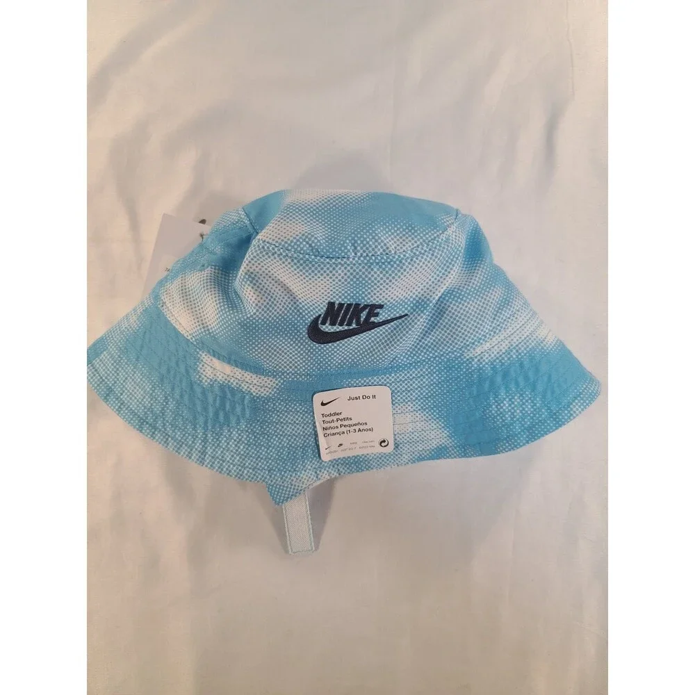 Nike Kids Baltic Blue Tie-Dye Halftone Sun Bucket Hat with Chin Strap